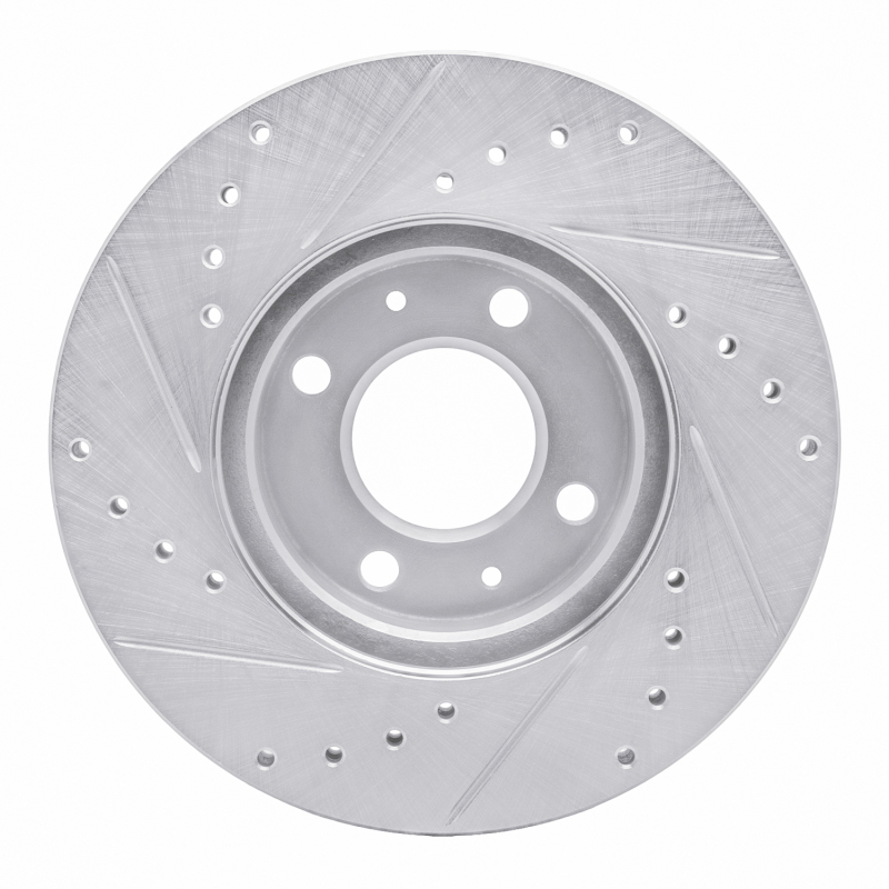 Dodge Attitude Brake Rotor (1) - Front Right - R1 Concepts - Drilled & Slotted - Silver - `06-`12